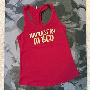 Red Tank Top with Gold Text Size Small